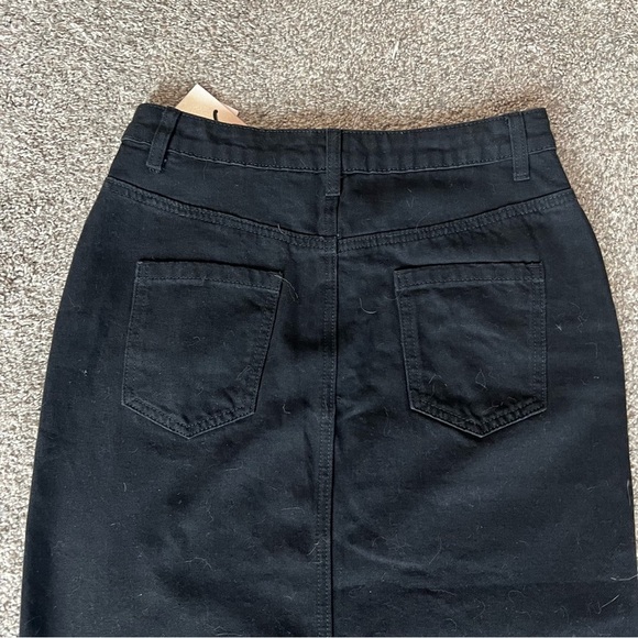 Happily Grey NWT Black Denim Midi Skirt With Slit, Size 5 - Picture 10 of 10